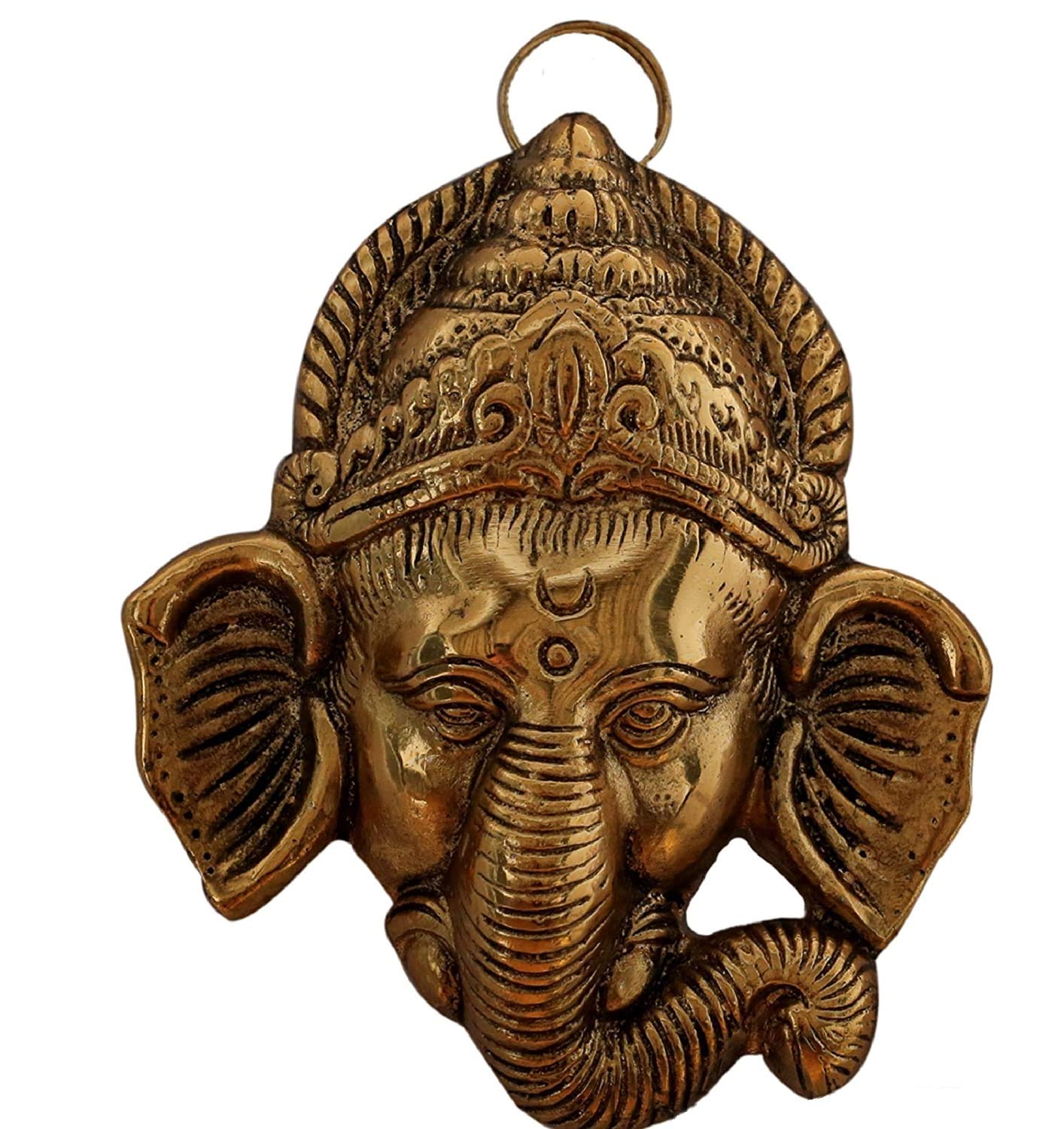 DreamKraft Metal Ganesh Wall Door Hanging (11x12x4 cm, Gold Plated)