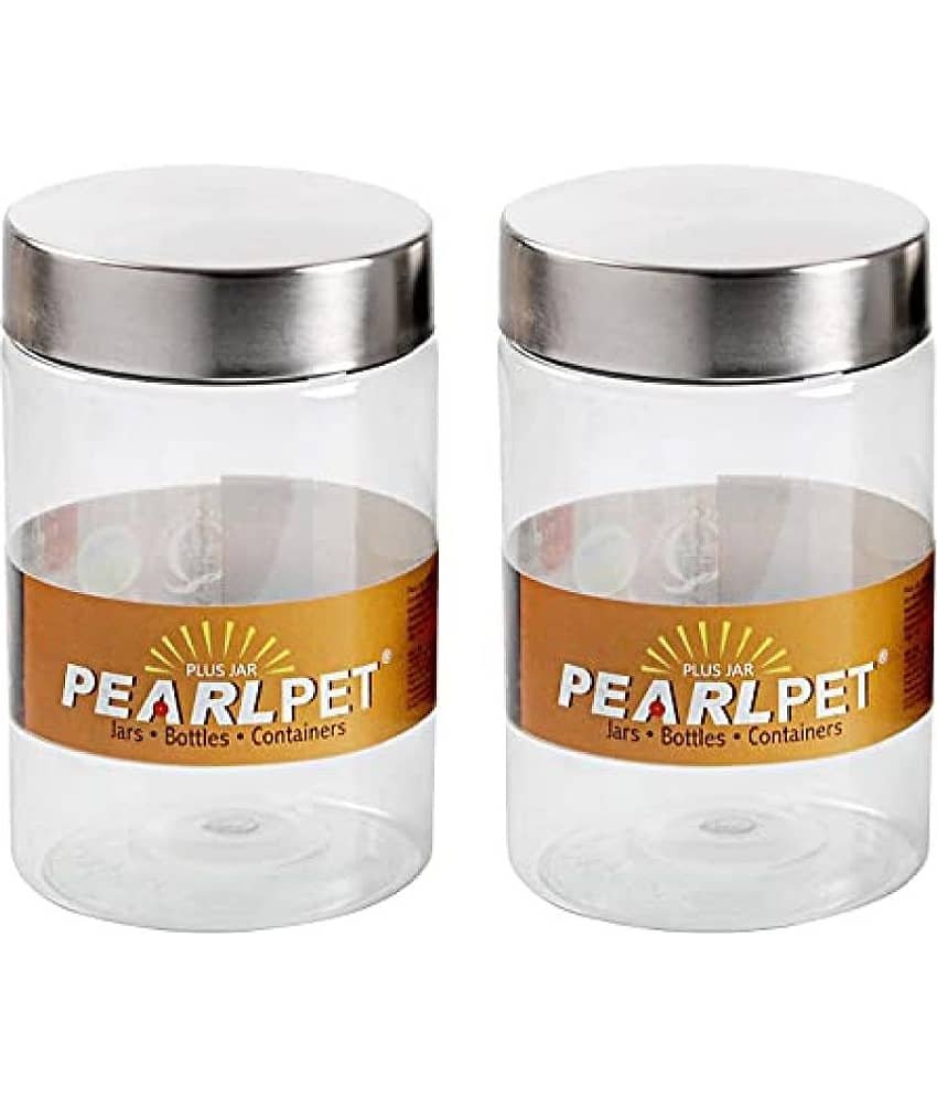 PearlPet PlusJar-2Pcs-1400ml Plastic Transparent Multi-Purpose Container ( Set of 2 )