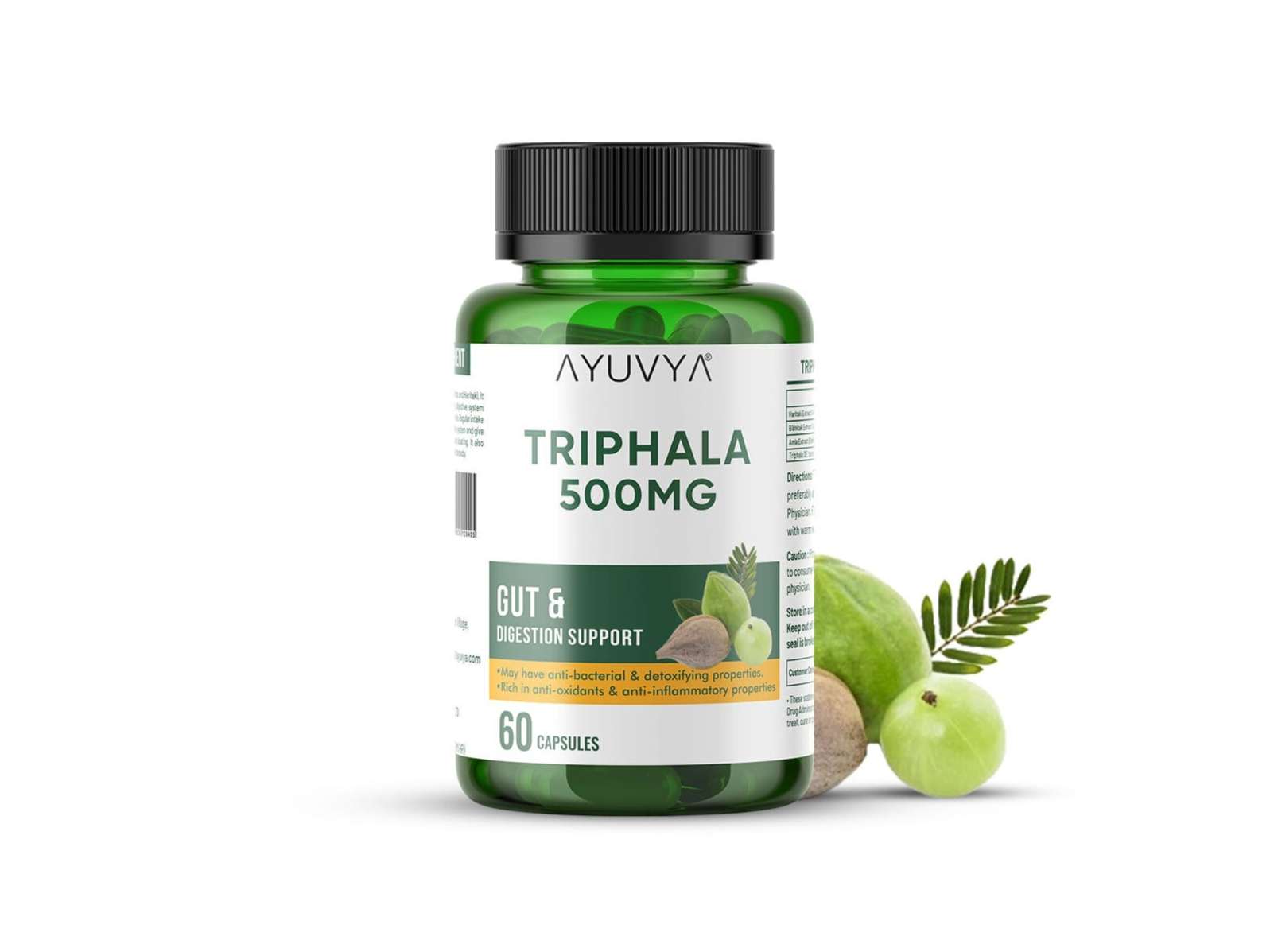 Ayuvya Triphala Capsules || 500mg 60 Capsules, Pure Triphala Powder Extract 