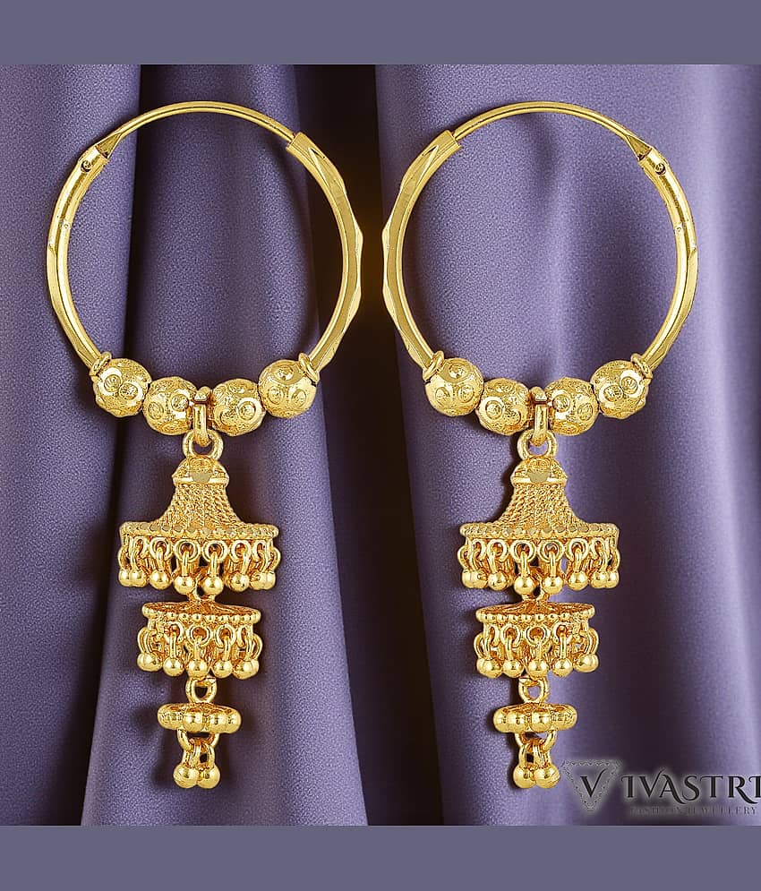 VIVASTRI Gold Jhumki Earrings ( Pack of 1 )