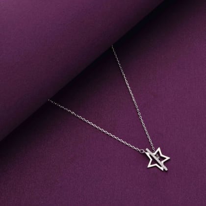 Shooting Star Casual Silver Necklace-White Stone / Silver