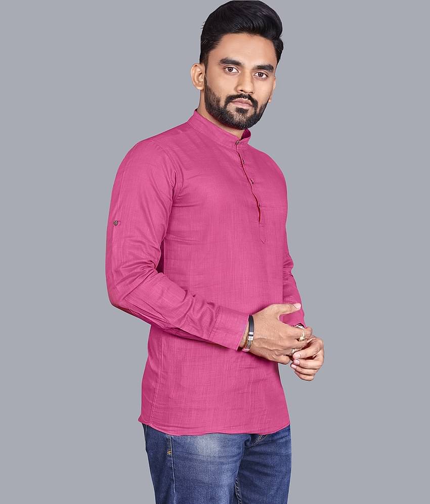 allan peter Pink Cotton Men's Regular Kurta ( Pack of 1 )