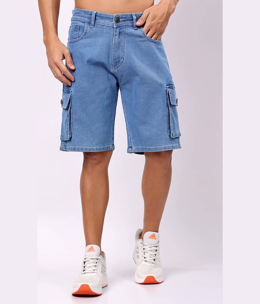 LONDON HILLS Light Blue Denim Men's Shorts ( Pack of 1 )