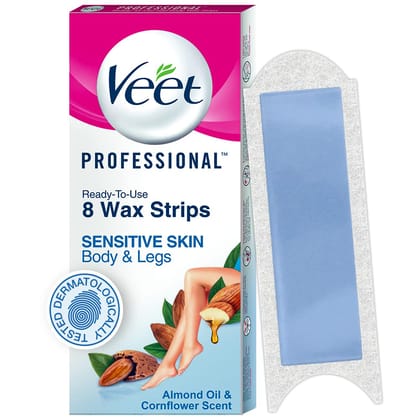 Veet Ready-To-Use Half Body Waxing Kit Sensitive Skin And Legs 4N In 1