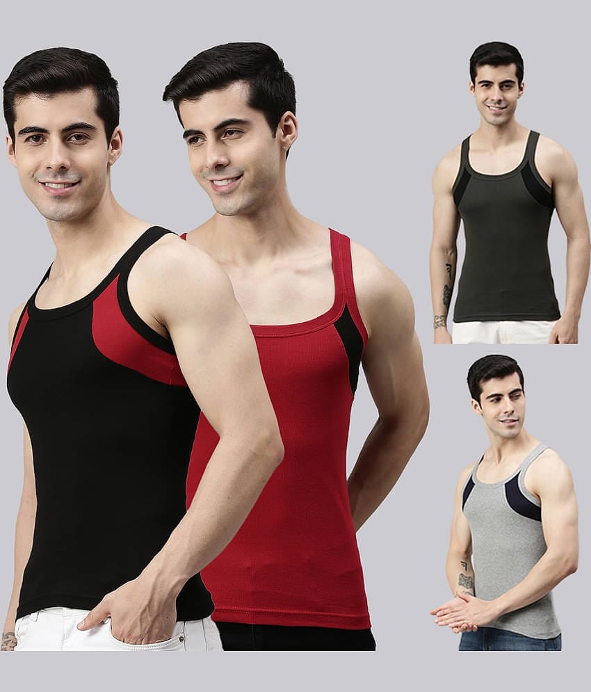 Pack of 4 Lux Cozi - Multi Cotton Men's Vest