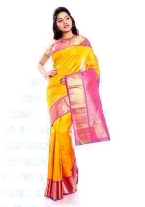 Mango Pure Zari Indian wedding Silk Saree + Elephant Motif Border