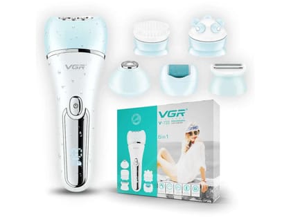 VGR V-733 Professional 6in1 Lady Care Grooming Set Cordless Epilator (Green, White)