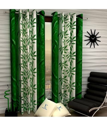 Fashion String Set of 2 Door Semi-Transparent Eyelet Polyester Curtains Green