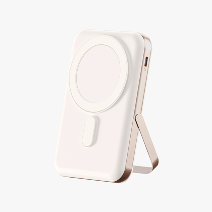 POWERUP 10000mAh MagSafe Wireless Power Bank with Stand - White/Gold