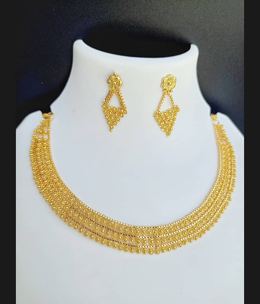 ROFARWORD Gold Brass Necklace Set ( Pack of 1 )