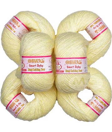 Oswal 100% Acrylic Wool Cream (6 pc) Smart Baby 4 ply Wool Ball Hand Knitting Wool/Art Craft Soft Fingering Crochet Hook Yarn, Needle Knitting Yarn Thread Dyed