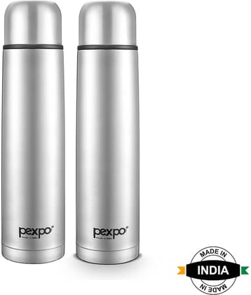 Pexpo 1000ml 24 Hrs Hot and Cold Flask with Jute-bag, Flamingo Vacuum insulated Bottle (Pack of 2, Red)