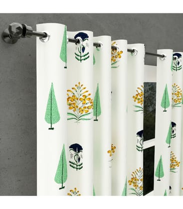 Vintage Flora Cotton Curtains  Hand Block Printed Elegance. ( 5 feet )