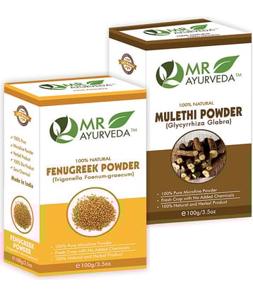 MR Ayurveda 100% Pure Fenugreek Powder and Mulethi  Powder Hair Scalp Treatment 200 g Pack of 2