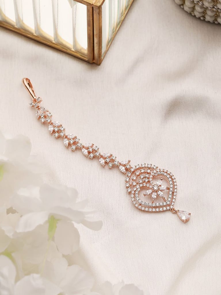 Heartshaped Diamond Maang Tikka Handcrafted & Designer AD studded For Women & Girls