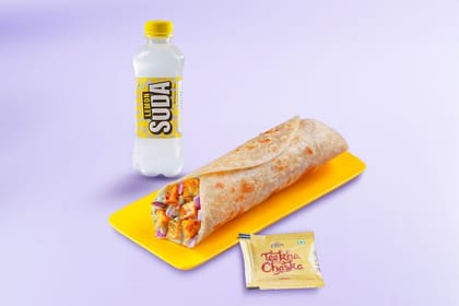 Masala Paneer Tikka Wrap + Lemon Soda Masala Paneer Tikka Wrap + Lemon Soda