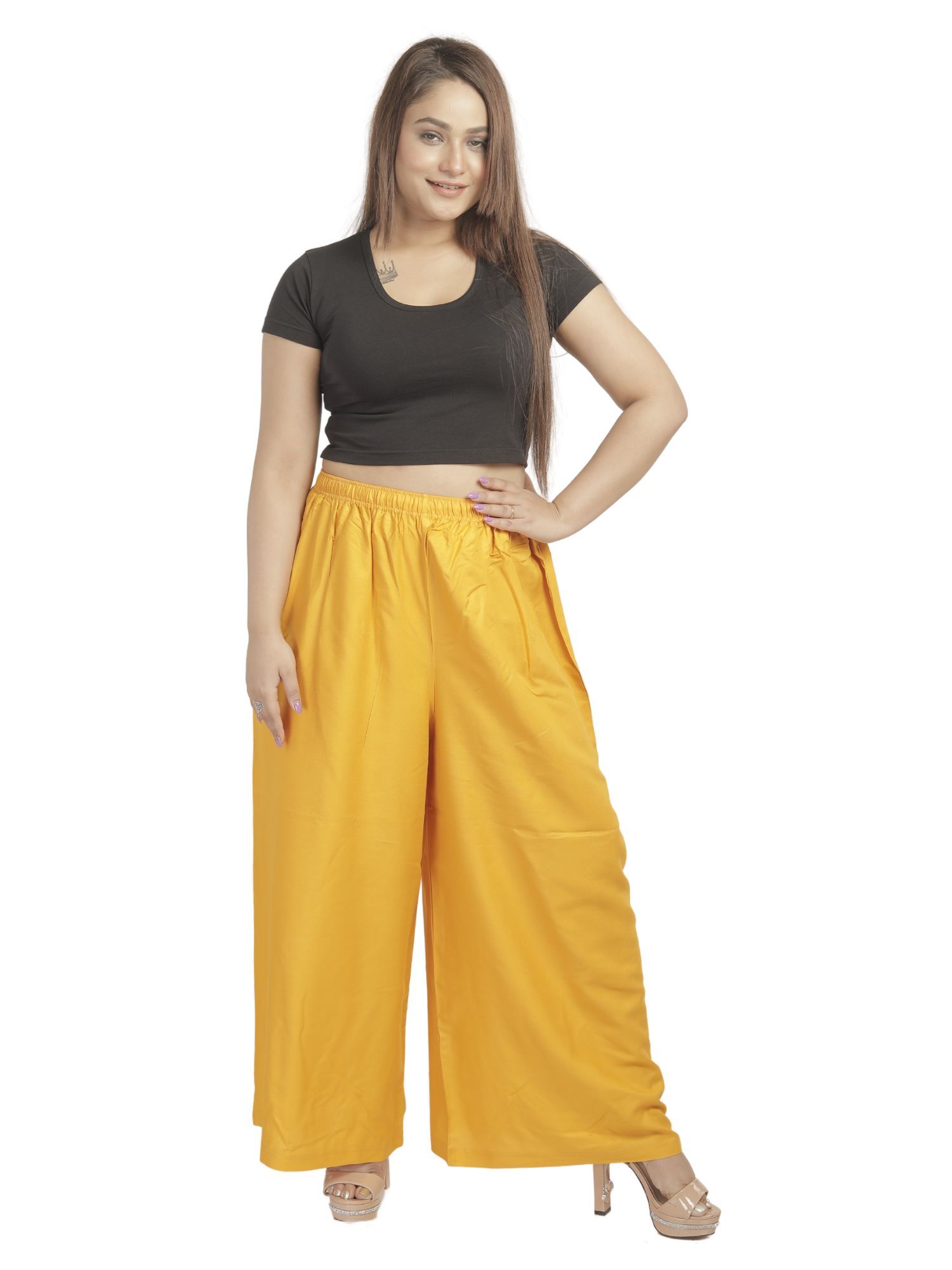 057RVR 4Cats Jumbo Size Radiant Palazzo - Mustard