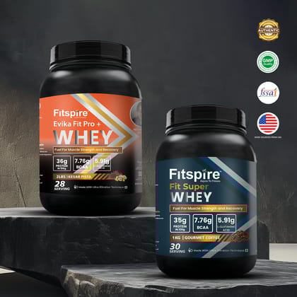 Fitspire Fusion Whey Combo-KESAR PISTA (2lbs) WITH GOURMET COFFEE (1kg)