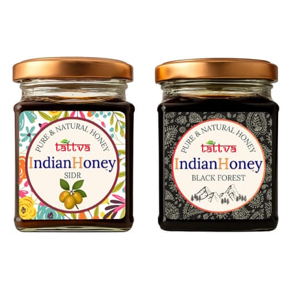 IndianHoney Black Forest (Honeydew) Honey & Premium & Highly Medicinal Sidr Honey Combo Pack (230gm & 230gm)