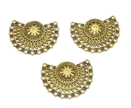 German Silver Metal Oxidized Golden Pendant  ,(GPN-107) , Per Packet of 2 Pcs-Per Packet of 2 Pcs / 27 MM