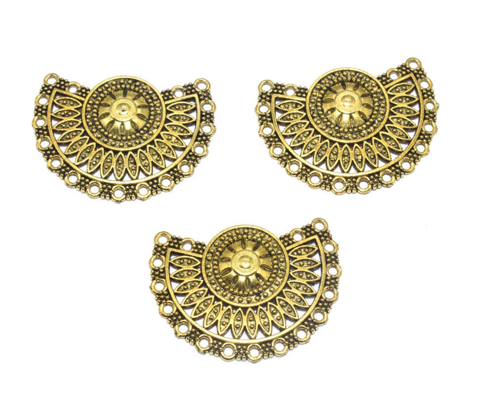 German Silver Metal Oxidized Golden Pendant  ,(GPN-107) , Per Packet of 2 Pcs-Per Packet of 2 Pcs / 27 MM