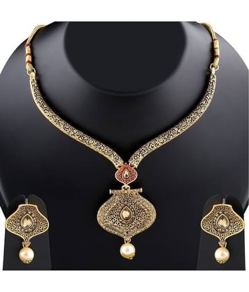 Silver Shine Alloy Golden Contemporary Contemporary/Fashion Antique Necklaces Set