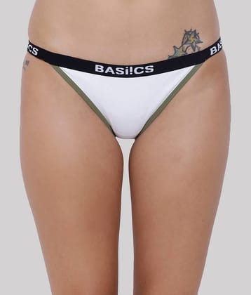 BASIICS By La Intimo Cotton Lycra Solid Women's Bikini ( White ) BCPBR09