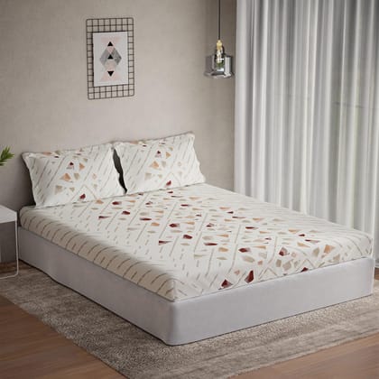 DDECOR - Vega Collection 100% Cotton Contemporary Pattern 144TC Single Bedsheet|190 CM X 254 CM| - Brown