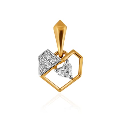 Senco Gold Starlight Echo Heart Diamond Pendant ( 0.814 gm/0.17 ct/G-SI/14K Yellow Gold )