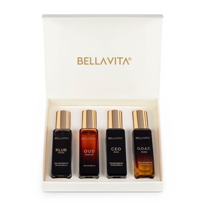 BELLAVITA Luxury Perfume Gift Set for Men - OUD, KLUB, GOAT, CEO MAN (4x20ml)