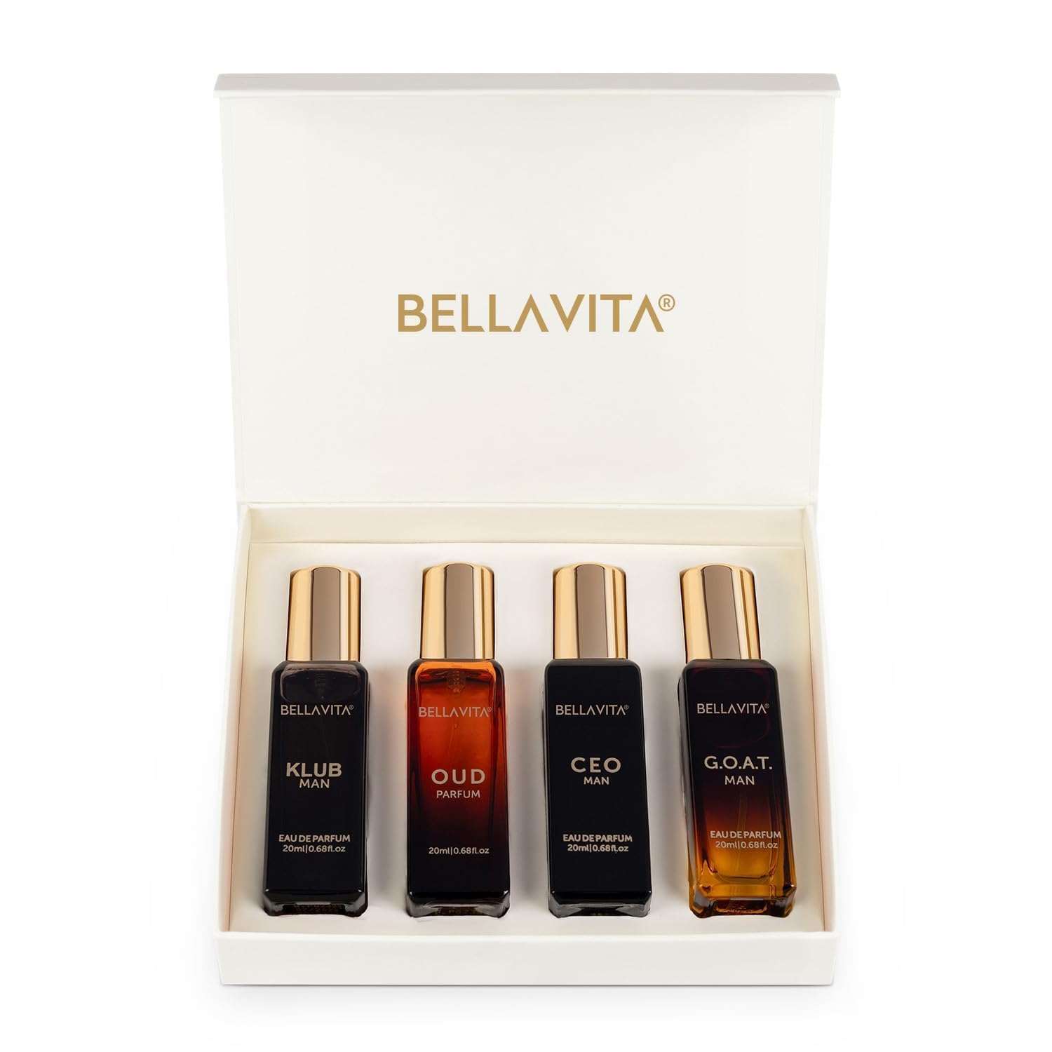 BELLAVITA Luxury Perfume Gift Set for Men - OUD, KLUB, GOAT, CEO MAN (4x20ml)