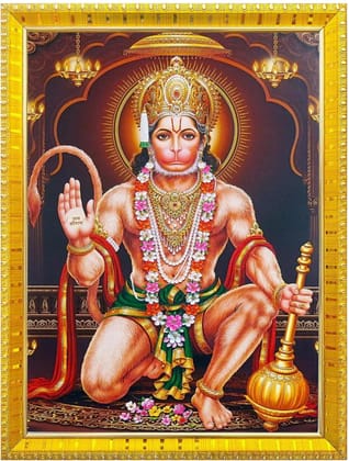 NOKKES Hanuman Bajrangbali Hanumanji Maruti Golden 5X7 Inch Photo Frame_AQW59