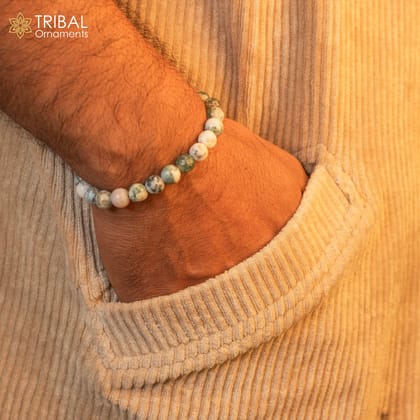 8 MM tree agate gemstone beaded handmade bracelet, customized unisex Jewelry, stnbr133