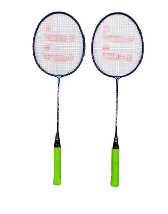 JJ Jonex Badminton Racket SUNNY Set - Lightweight Aluminum Rackets with Steel Shafts for Beginners (Green Handle)