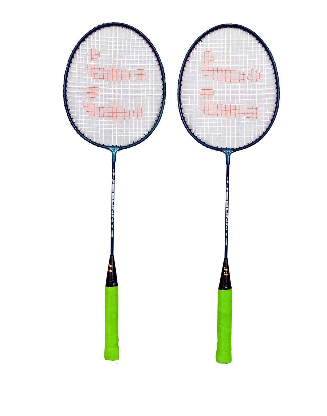 JJ Jonex Badminton Racket SUNNY Set - Lightweight Aluminum Rackets with Steel Shafts for Beginners (Green Handle)