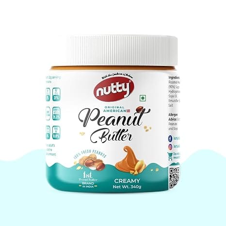 Nutty Creamy Peanut Butter 340g | 100% Roasted Peanuts, High Protein, Peanut Butter Creamy | 340g Jar