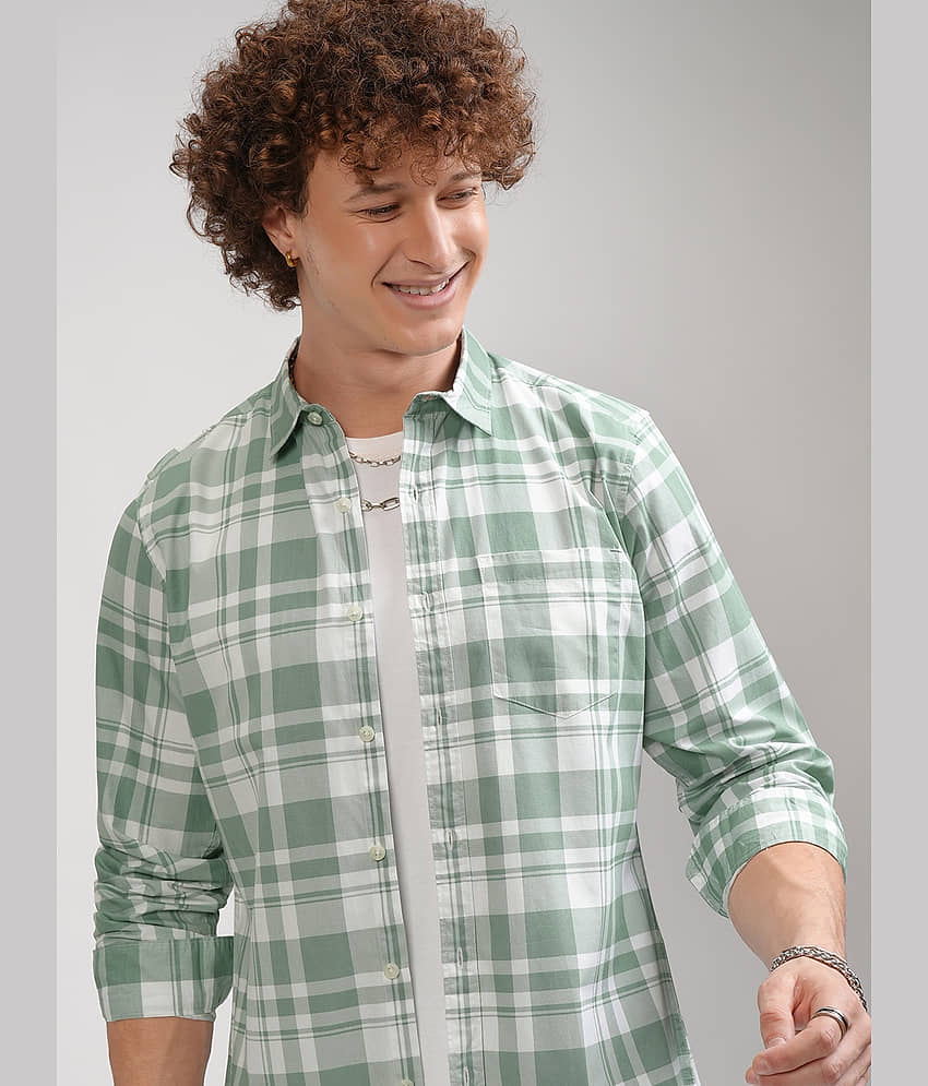 Highlander 100% Cotton Slim Fit Checks Full Sleeves Men's Casual Shirt - Multicolor ( Pack of 1 )