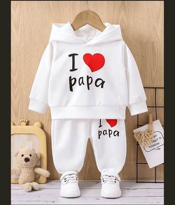 VELION Pack of 1 Boys Cotton Blend Sweatshirt & Trackpant Set ( White )