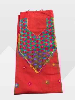 Red  Hand Embroidery Punjabi Phulkari Suit 