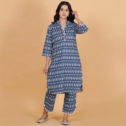 Navy blue ikat co-ord set-XS