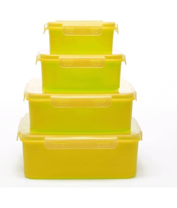 Generic Plastic Multi-Purpose Square Food Container 2500ml, 2000ml, 1000ml, 500ml, Yellow (4U)