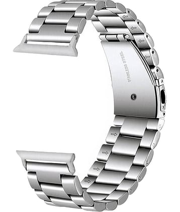 Lorenz Premium Stainless Steel Strap 42/44/45/49mm Compatible | Metal Link Bracelet Band with Butterfly Clasp | Adjustable Durable Band for Series 1-9, SE & Ultra (Silver)