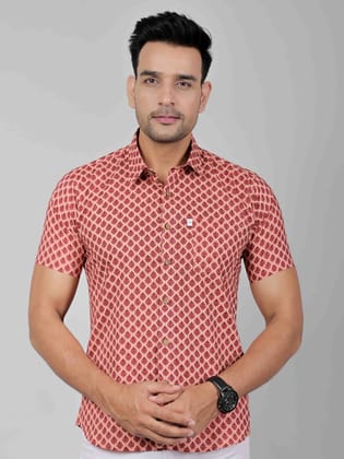 Men by House of Gulab Short Sleeves Cotton Shirt-L
