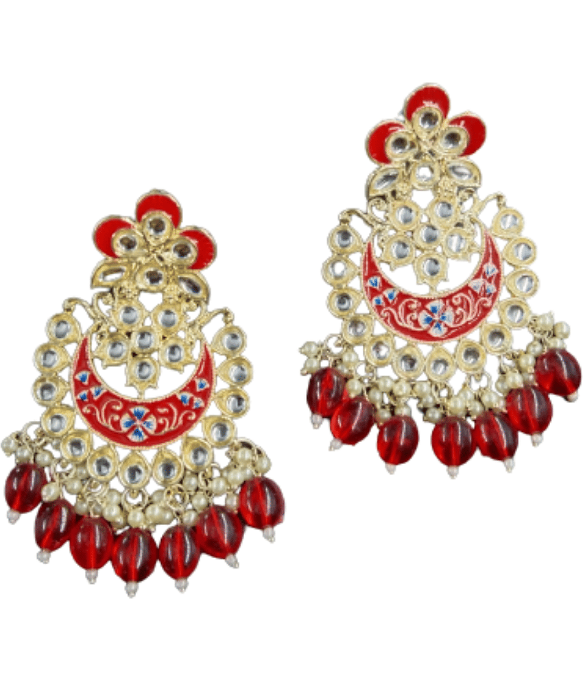 Jiyanshi fashion Red Jhumki Earrings ( Pack of 1 )