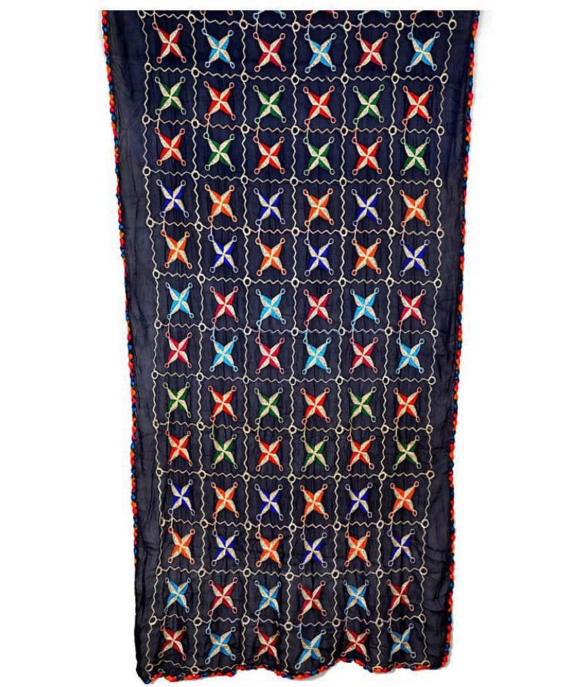 Raj Black Chiffon Phulkari Dupatta