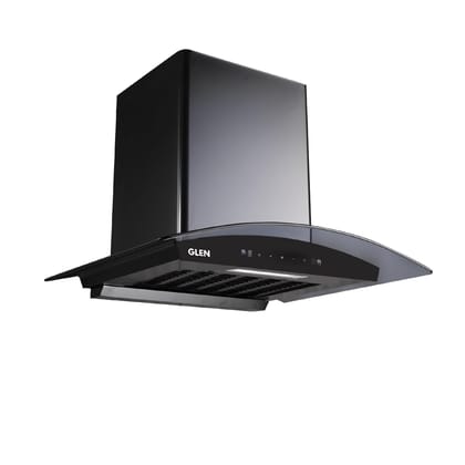 Glen Hood Senza Black Kitchen Chimney 60cm | 1200 m/hr Suction Capacity | Filterless Thermal Auto Clean | Curved Glass Design | Touch & Gesture Control|1-Year Comprehensive & 7-Year Motor Warranty Glen Hood Senza Black Kitchen Chimney 60cm | 1200 m/hr Su