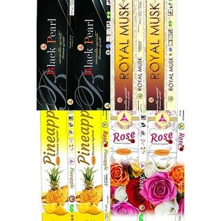 Navamallika Agarbatti Navamallika 4 In 1 Combo Royal Pearl Royal Musk, Rose, Pineapple, Black Pearl (15, Set Of 8)
