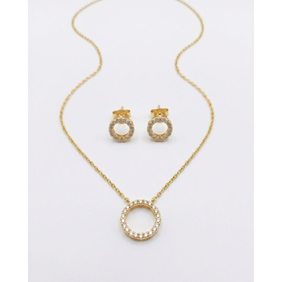 Pendant Set Gold-Toned Circle 