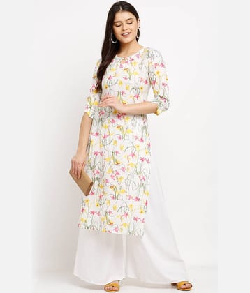 Rajnandini - White 100% Cotton Women's A-line Kurti ( Pack of 1 )