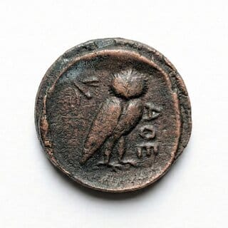 Ancient Legend & Owl Seated - india Old and Rare Copper Coin